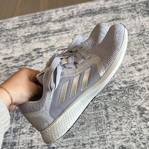 Adidas Women's Silver and Gray Sneakers